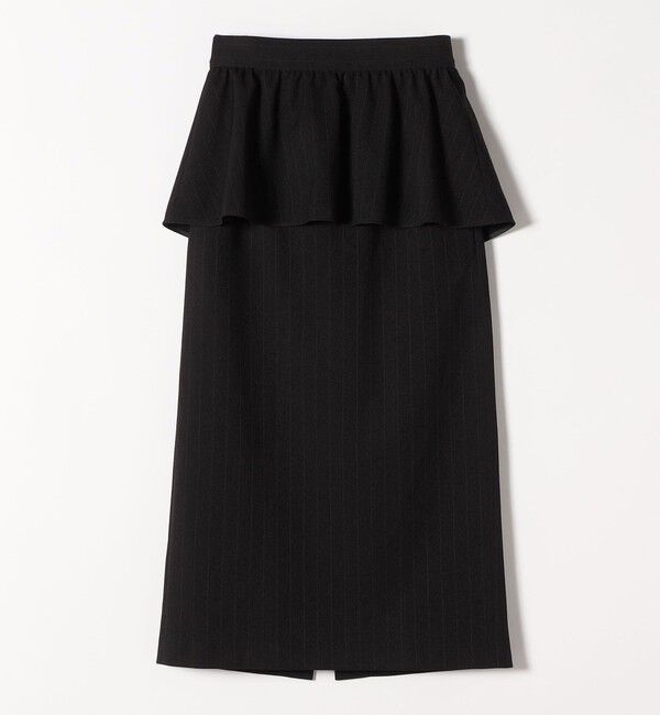 quaranciel「quaranciel:〈洗濯機可能〉ペプラム ベルト付 ストライプ Iライン スカート」|スカート|