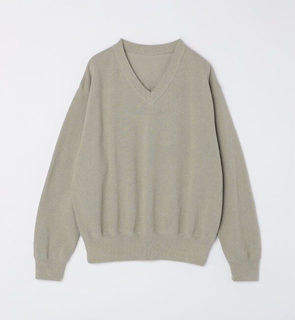 SHIPS「【City Ambient Products別注】crepuscule: LIGHT MOSS STITCH Vネックニット」|ニット・セーター|ライトグリーン