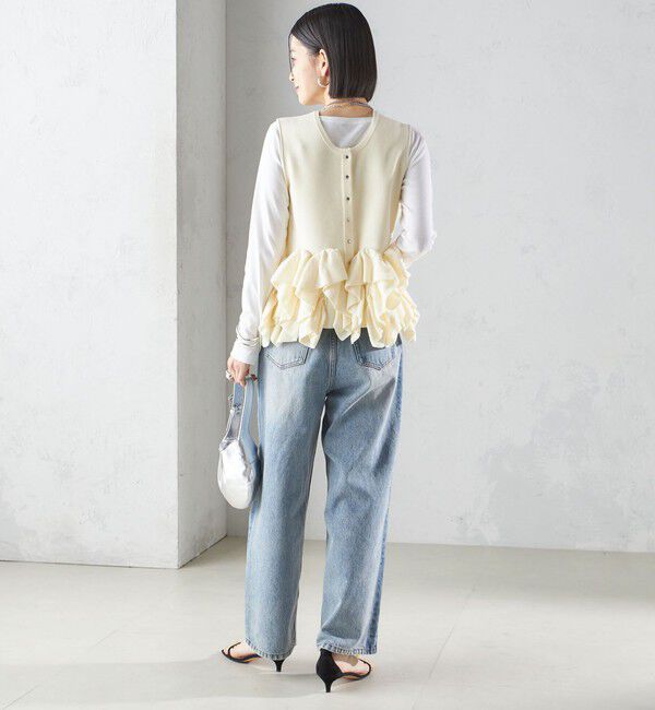 SHIPS for women「〈手洗い可能〉ペプラム フリル 2WAY ベスト」|ベスト・ジレ|