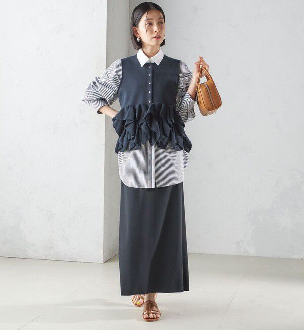 SHIPS for women「〈手洗い可能〉ペプラム フリル 2WAY ベスト」|ベスト・ジレ|