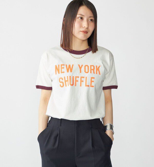 SHIPS「【SHIPS別注】THE DAY ON THE BEACH: プリント リンガー Tシャツ」|Tシャツ・カットソー|ワイン