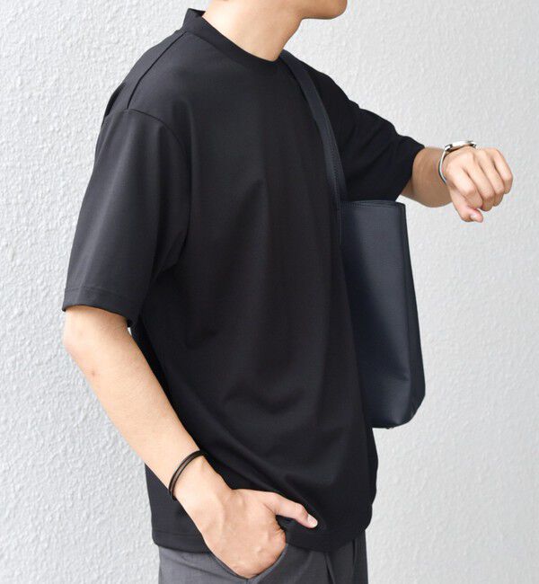 SHIPS any「SHIPS any: JAPAN MADE クリアベアスムース スロープネック ジャケット Tシャツ」|Tシャツ・カットソー|ブラック