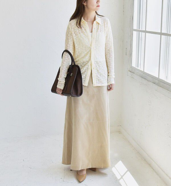 quaranciel「quaranciel:〈手洗い可能〉フラワー レース ストレッチ レギュラーカラー シャツ カットソー」|Tシャツ・カットソー|