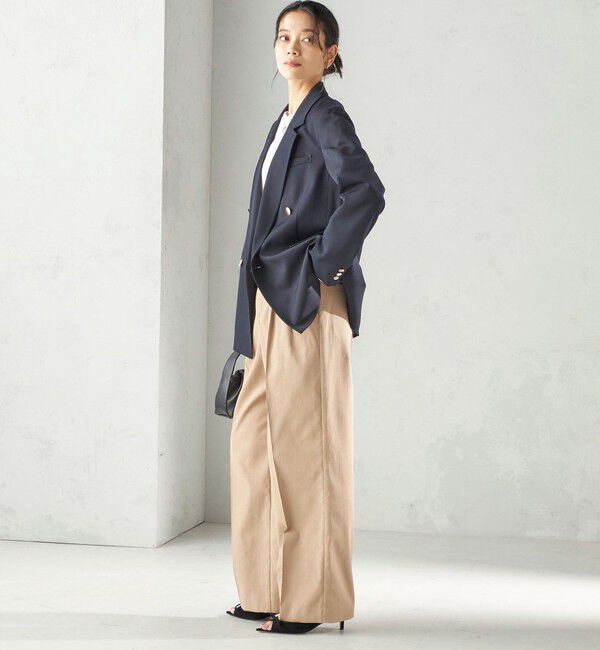 SHIPS for women「〈UVカット・吸水速乾・手洗い可能〉綿麻混 オックス 2タック ストレート パンツ」|その他|