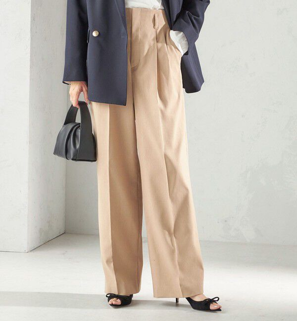 SHIPS for women「〈UVカット・吸水速乾・手洗い可能〉綿麻混 オックス 2タック ストレート パンツ」|その他|