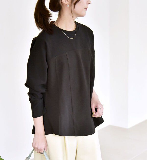 quaranciel「quaranciel:〈洗濯機可能〉カットジョーゼット ドッキング コルセット プルオーバー」|Tシャツ・カットソー|ブラック