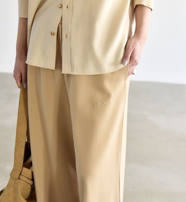 quaranciel「quaranciel:〈洗濯機可能〉ライト ポンチ ロゴ刺繍 スウェット パンツ」|その他|ベージュ