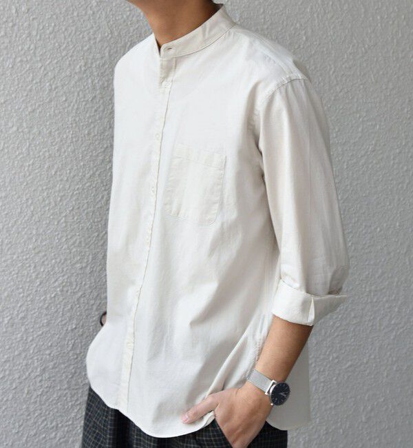 SHIPS any「SHIPS any:〈洗濯機可能〉コットン/リネン 7分袖 バンドカラー ポケット シャツ◆」|シャツ・ブラウス|