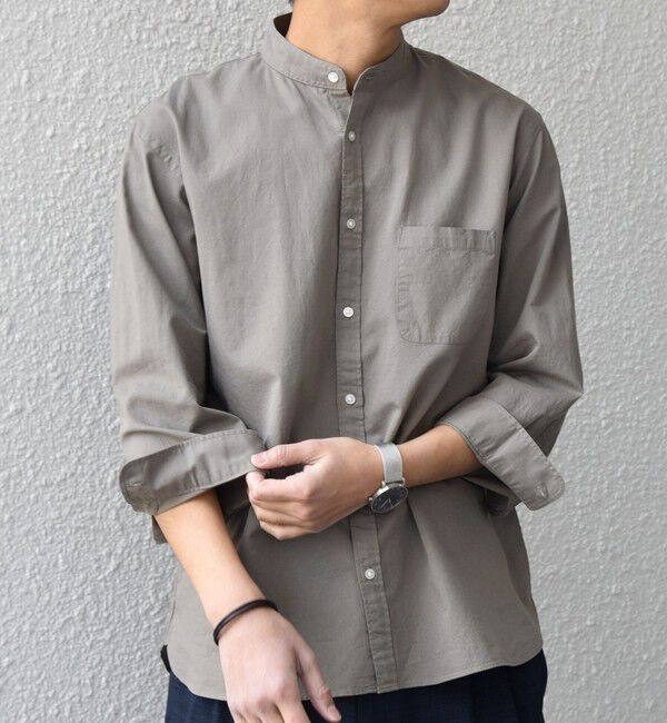 SHIPS any「SHIPS any:〈洗濯機可能〉コットン/リネン 7分袖 バンドカラー ポケット シャツ◆」|シャツ・ブラウス|
