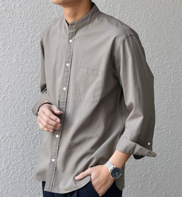 SHIPS any「SHIPS any:〈洗濯機可能〉コットン/リネン 7分袖 バンドカラー ポケット シャツ◆」|シャツ・ブラウス|