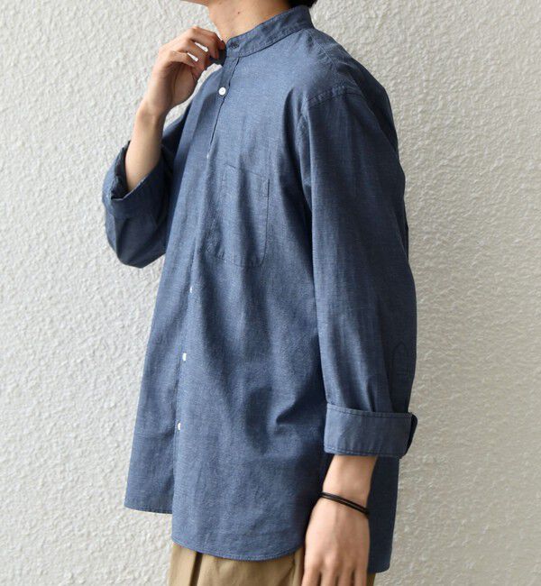 SHIPS any「SHIPS any:〈洗濯機可能〉コットン/リネン 7分袖 バンドカラー ポケット シャツ◆」|シャツ・ブラウス|