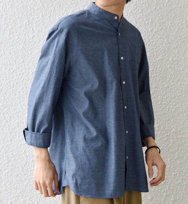 SHIPS any「SHIPS any:〈洗濯機可能〉コットン/リネン 7分袖 バンドカラー ポケット シャツ◆」|シャツ・ブラウス|