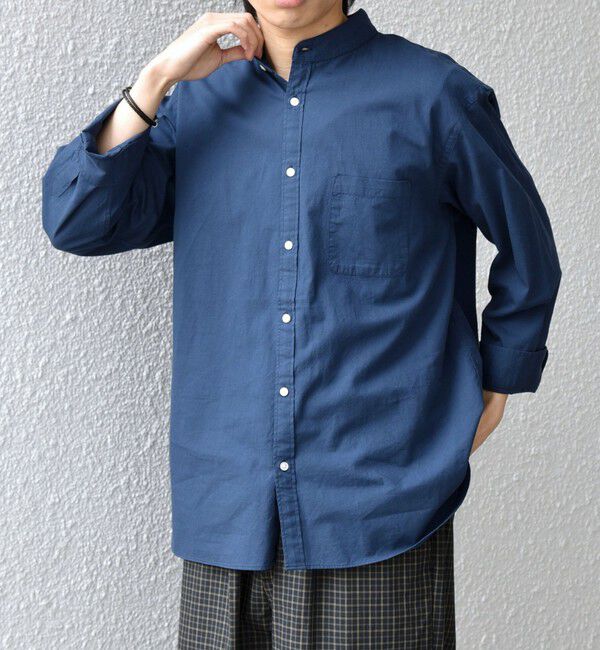 SHIPS any「SHIPS any:〈洗濯機可能〉コットン/リネン 7分袖 バンドカラー ポケット シャツ◆」|シャツ・ブラウス|