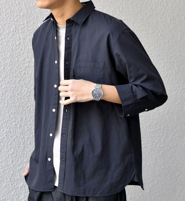 SHIPS any「SHIPS any:〈洗濯機可能〉コットン/リネン 7分袖 ポケット レギュラー シャツ 26SS◆」|シャツ・ブラウス|チャコールグレー