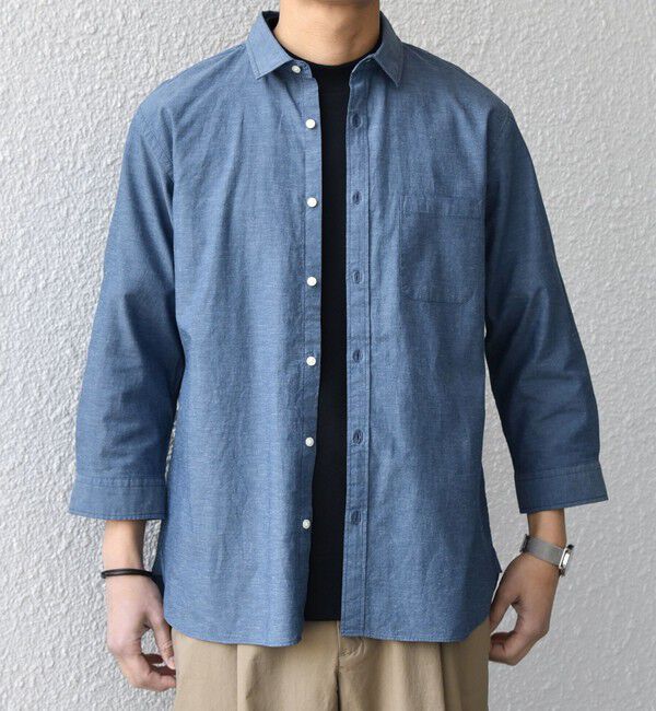 SHIPS any「SHIPS any:〈洗濯機可能〉コットン/リネン 7分袖 ポケット レギュラー シャツ 26SS◆」|シャツ・ブラウス|