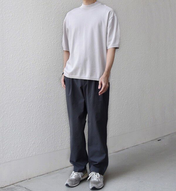 SHIPS any「SHIPS any:〈手洗い可能〉ハイゲージ リネン ミックス サマーニット モックネック Tシャツ 26SS◆」|Tシャツ・カットソー|