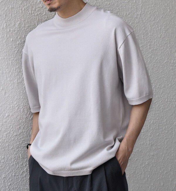 SHIPS any「SHIPS any:〈手洗い可能〉ハイゲージ リネン ミックス サマーニット モックネック Tシャツ 26SS◆」|Tシャツ・カットソー|