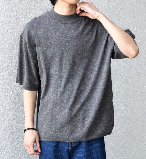 SHIPS any「SHIPS any:〈手洗い可能〉ハイゲージ リネン ミックス サマーニット モックネック Tシャツ 26SS◆」|Tシャツ・カットソー|