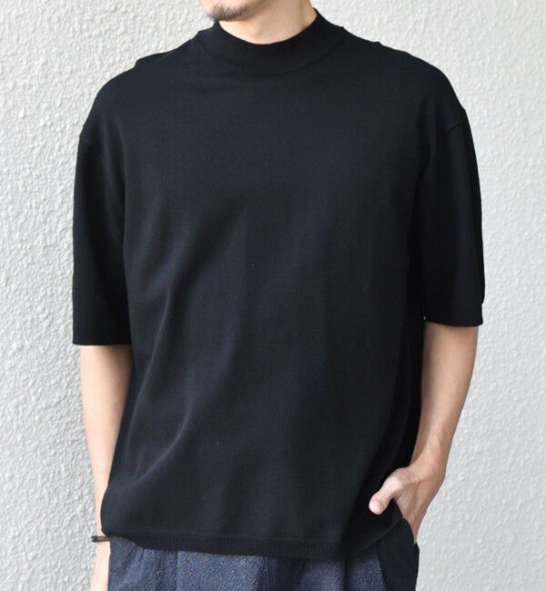 SHIPS any「SHIPS any:〈手洗い可能〉ハイゲージ リネン ミックス サマーニット モックネック Tシャツ 26SS◆」|Tシャツ・カットソー|