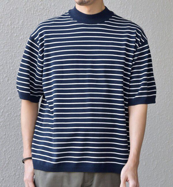 SHIPS any「SHIPS any:〈手洗い可能〉ハイゲージ リネン ミックス サマーニット モックネック Tシャツ 26SS◆」|Tシャツ・カットソー|