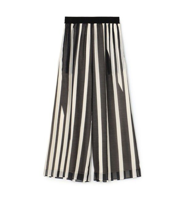 DES PRES「サークルストライププリント ギャザーワイドパンツ」|その他|18 ブラック系