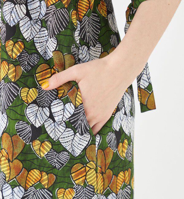 MACPHEE「アフリカンプリント キーネックワンピース」|ワンピース|