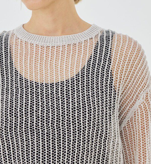 GALERIE VIE「パイエットオープンワーク クルーネックプルオーバー」|ニット・セーター|