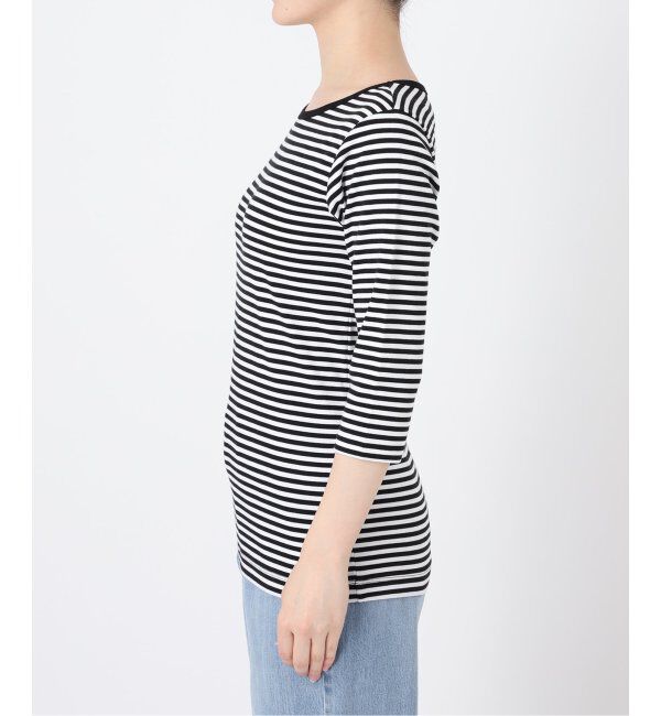 IENA「ATON/エイトン 別注 SUVIN FRAISE ボートネック ボーダーTシャツ」|Tシャツ・カットソー|