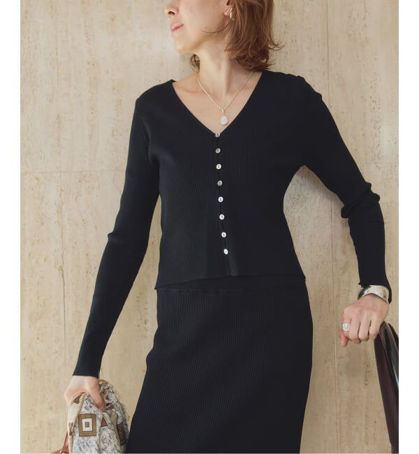 VERMEIL par iena「《予約》RIB Vネックカーディガン」|カーディガン|ブラック