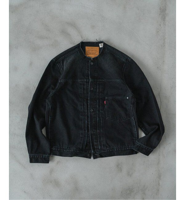 EDIFICE「《再入荷》Levi&rsquo;s(リーバイス) 別注 Type 1 Trucker Jacket BLACK "COLLARLESS"」|デニムジャケット|