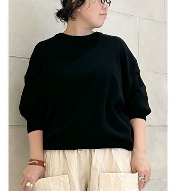 journal standard luxe「ハイツイストテンジク クルーネックプルオーバー」|ニット・セーター|ブラック