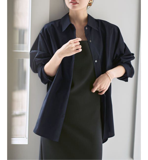 NOBLE「エフォートレスコットンニュアンスシャツ」|シャツ・ブラウス|ネイビー