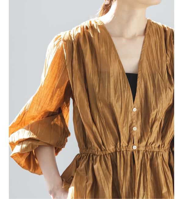 NOBLE「《追加予約》ランダムプリーツペプラムブラウス」|シャツ・ブラウス|