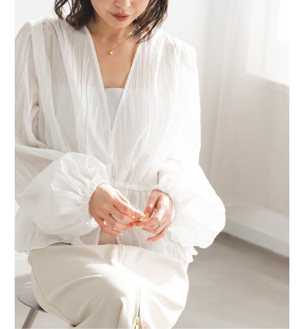 NOBLE「《追加予約》ランダムプリーツペプラムブラウス」|シャツ・ブラウス|