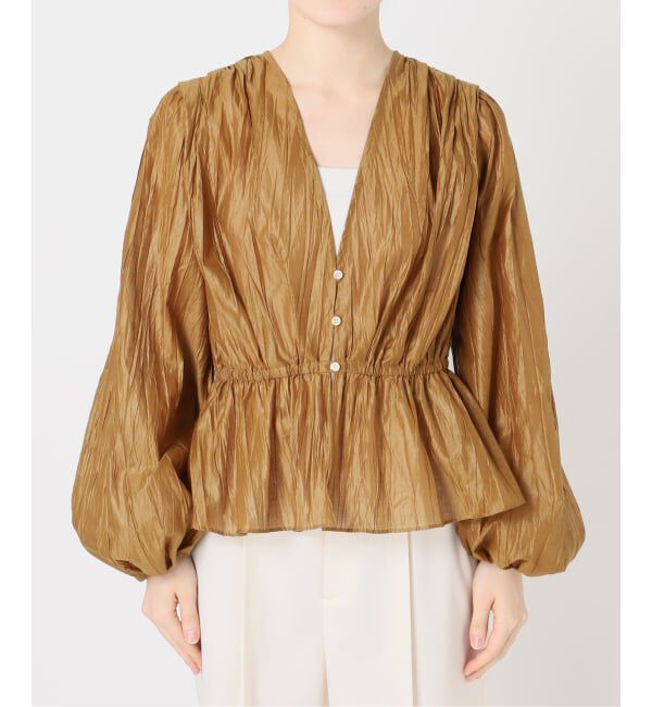 NOBLE「《追加予約》ランダムプリーツペプラムブラウス」|シャツ・ブラウス|