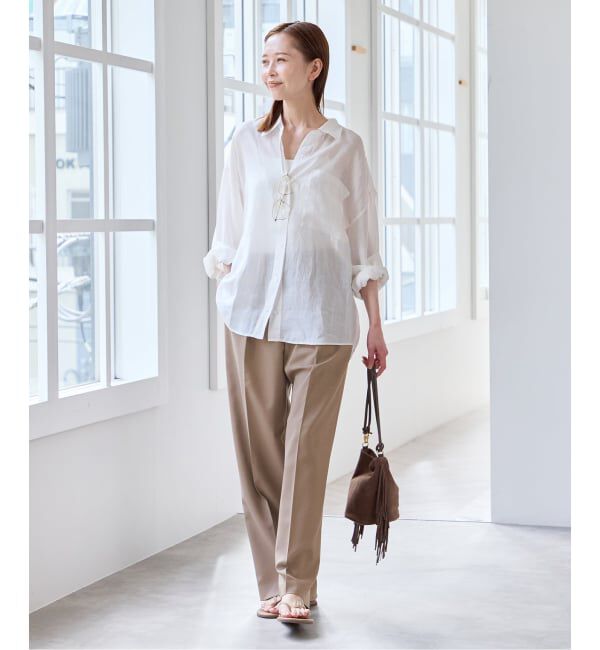 U by SPICK&SPAN「《予約》リネンライクウォッシャブルパンツ」|スラックス|