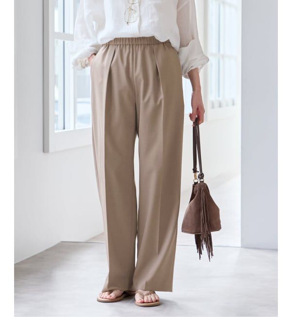 U by SPICK&SPAN「《予約》リネンライクウォッシャブルパンツ」|スラックス|