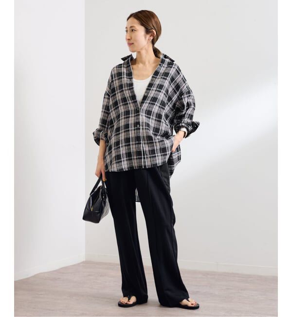 FRAMeWORK「≪一部カラーWEB限定 / 追加予約≫ライトフレンチリネンストライプ&チェックシャツ」|シャツ・ブラウス|