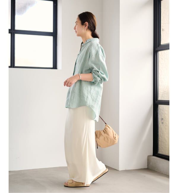 FRAMeWORK「≪一部カラーWEB限定 / 追加予約≫ライトフレンチリネンストライプ&チェックシャツ」|シャツ・ブラウス|