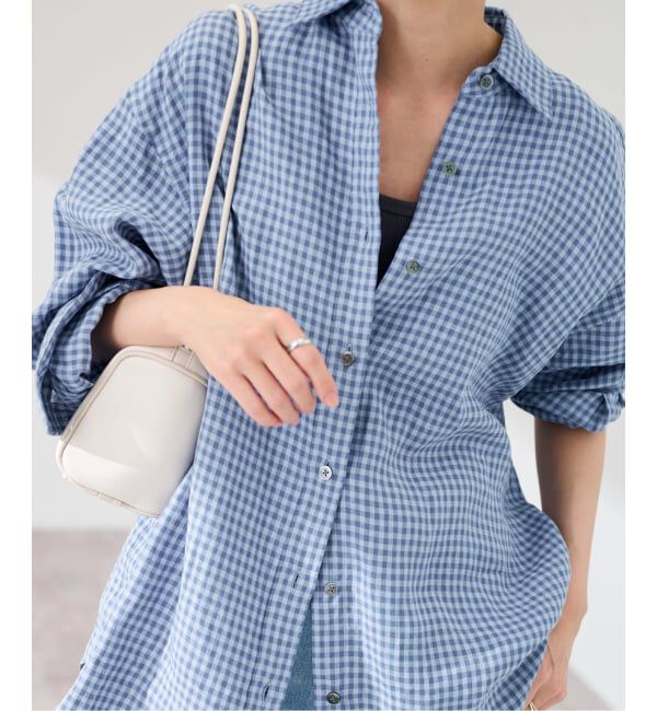 FRAMeWORK「≪一部カラーWEB限定 / 追加予約≫ライトフレンチリネンストライプ&チェックシャツ」|シャツ・ブラウス|