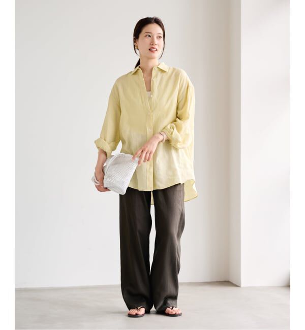 FRAMeWORK「≪一部カラーWEB限定 / 追加予約≫ライトフレンチリネンストライプ&チェックシャツ」|シャツ・ブラウス|