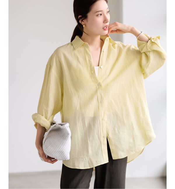 FRAMeWORK「≪一部カラーWEB限定 / 追加予約≫ライトフレンチリネンストライプ&チェックシャツ」|シャツ・ブラウス|