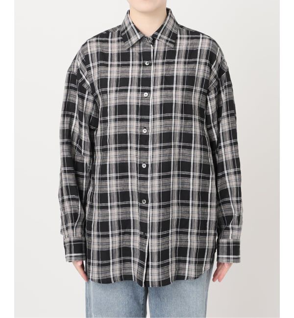 FRAMeWORK「≪一部カラーWEB限定 / 追加予約≫ライトフレンチリネンストライプ&チェックシャツ」|シャツ・ブラウス|