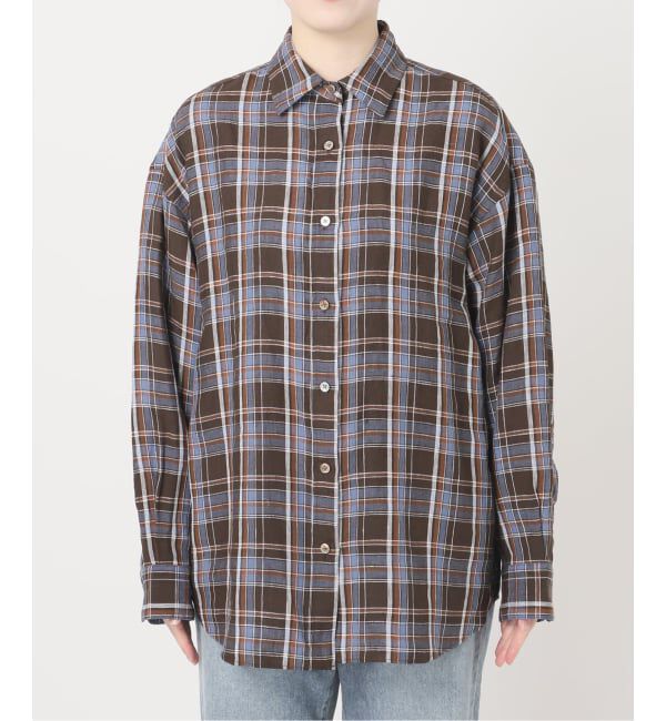 FRAMeWORK「≪一部カラーWEB限定 / 追加予約≫ライトフレンチリネンストライプ&チェックシャツ」|シャツ・ブラウス|