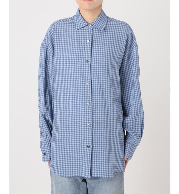 FRAMeWORK「≪一部カラーWEB限定 / 追加予約≫ライトフレンチリネンストライプ&チェックシャツ」|シャツ・ブラウス|