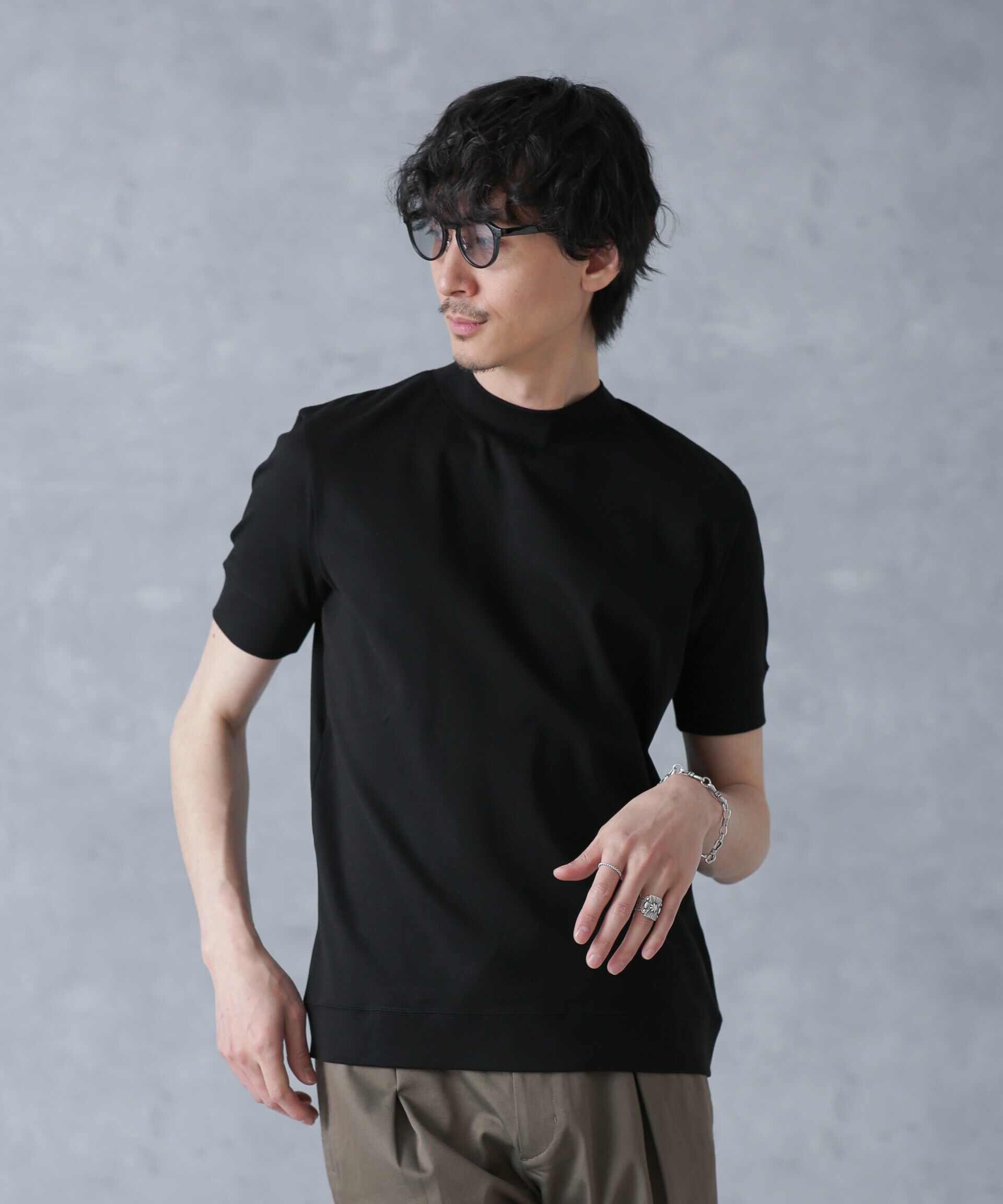 nano･universe「「FORMAL JERSEY」モックネックカットソー半袖」|Tシャツ・カットソー|