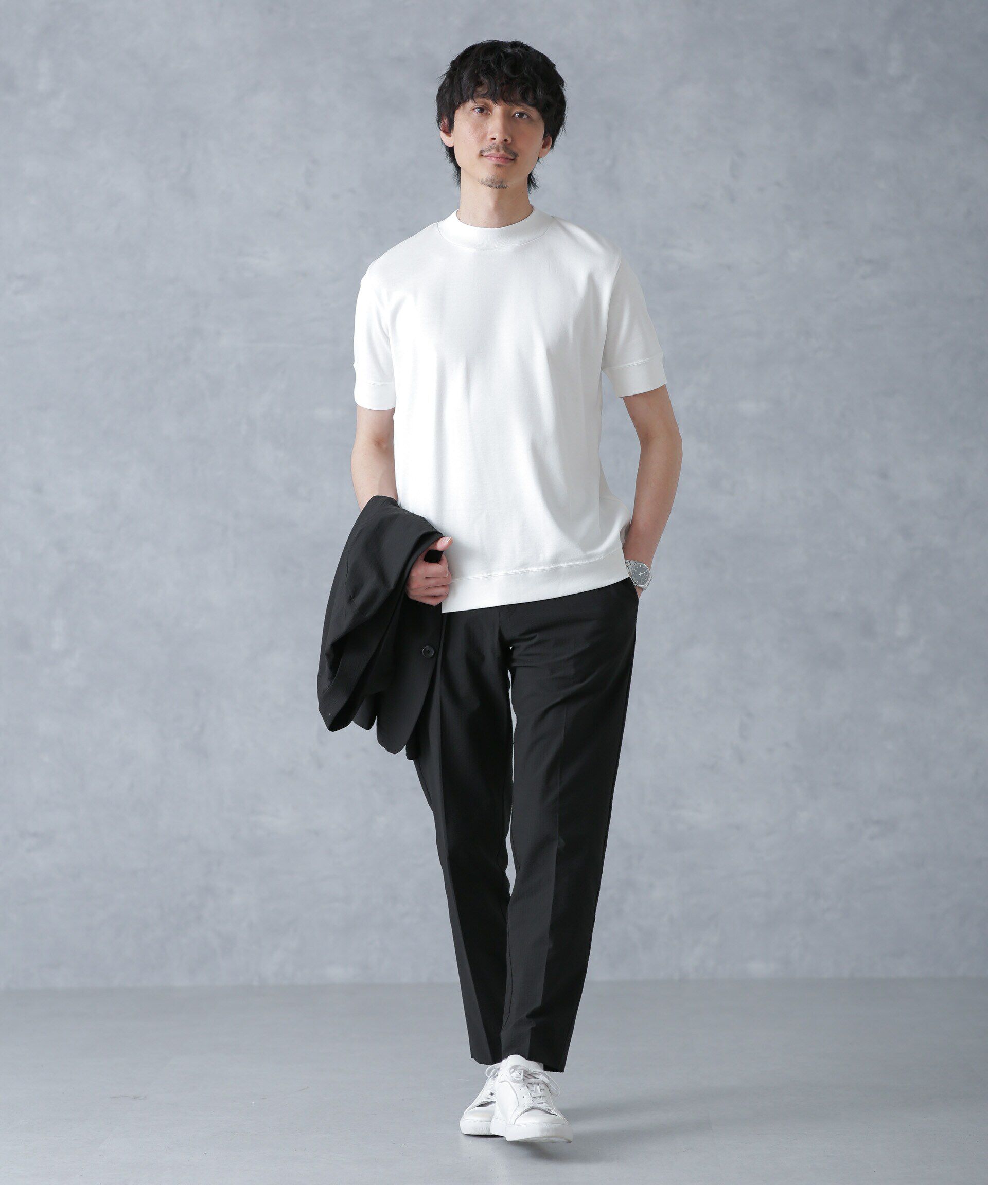 nano･universe「「FORMAL JERSEY」モックネックカットソー半袖」|Tシャツ・カットソー|