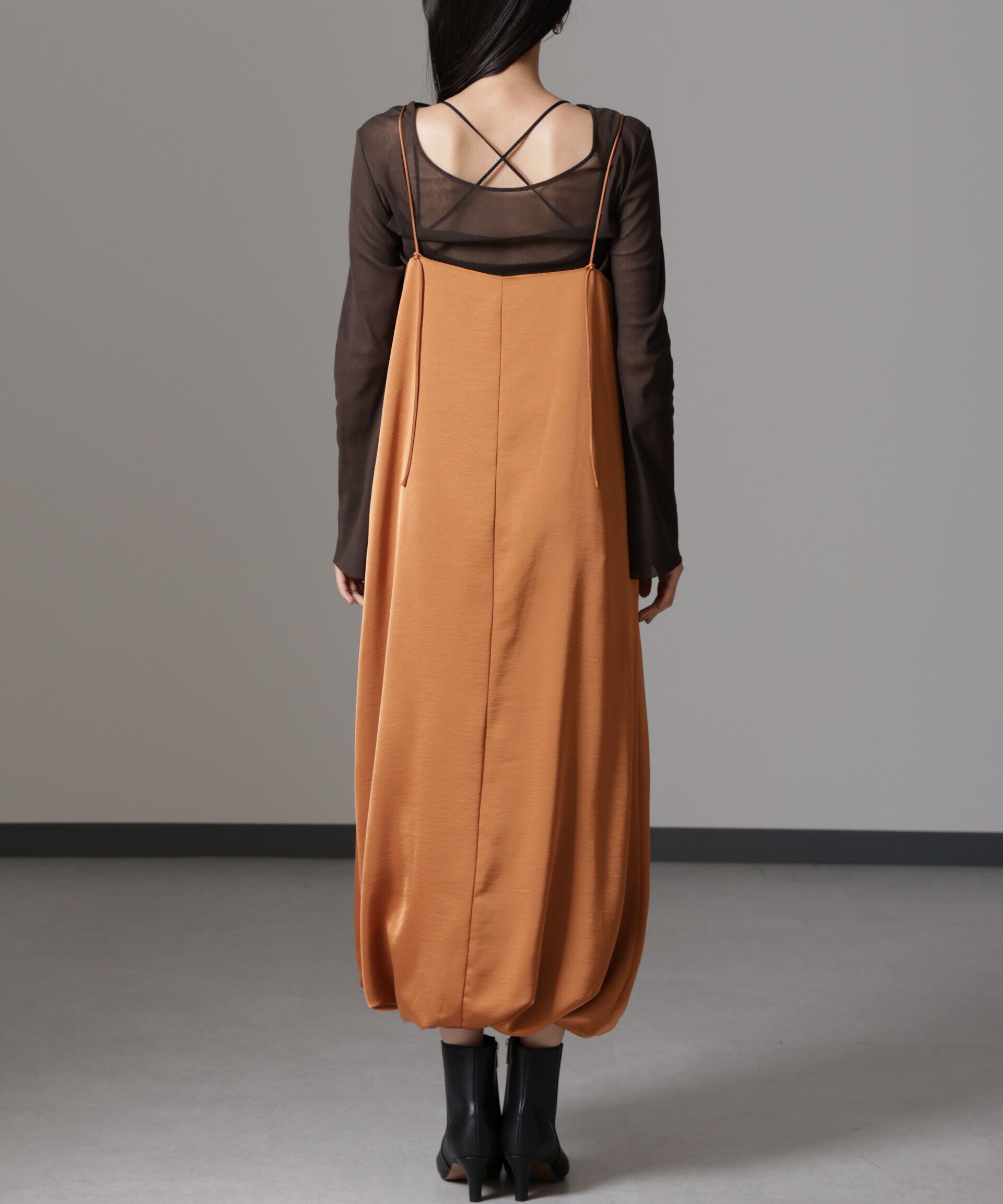 nano･universe「ウェーブサテンバルーンキャミワンピース」|ワンピース|