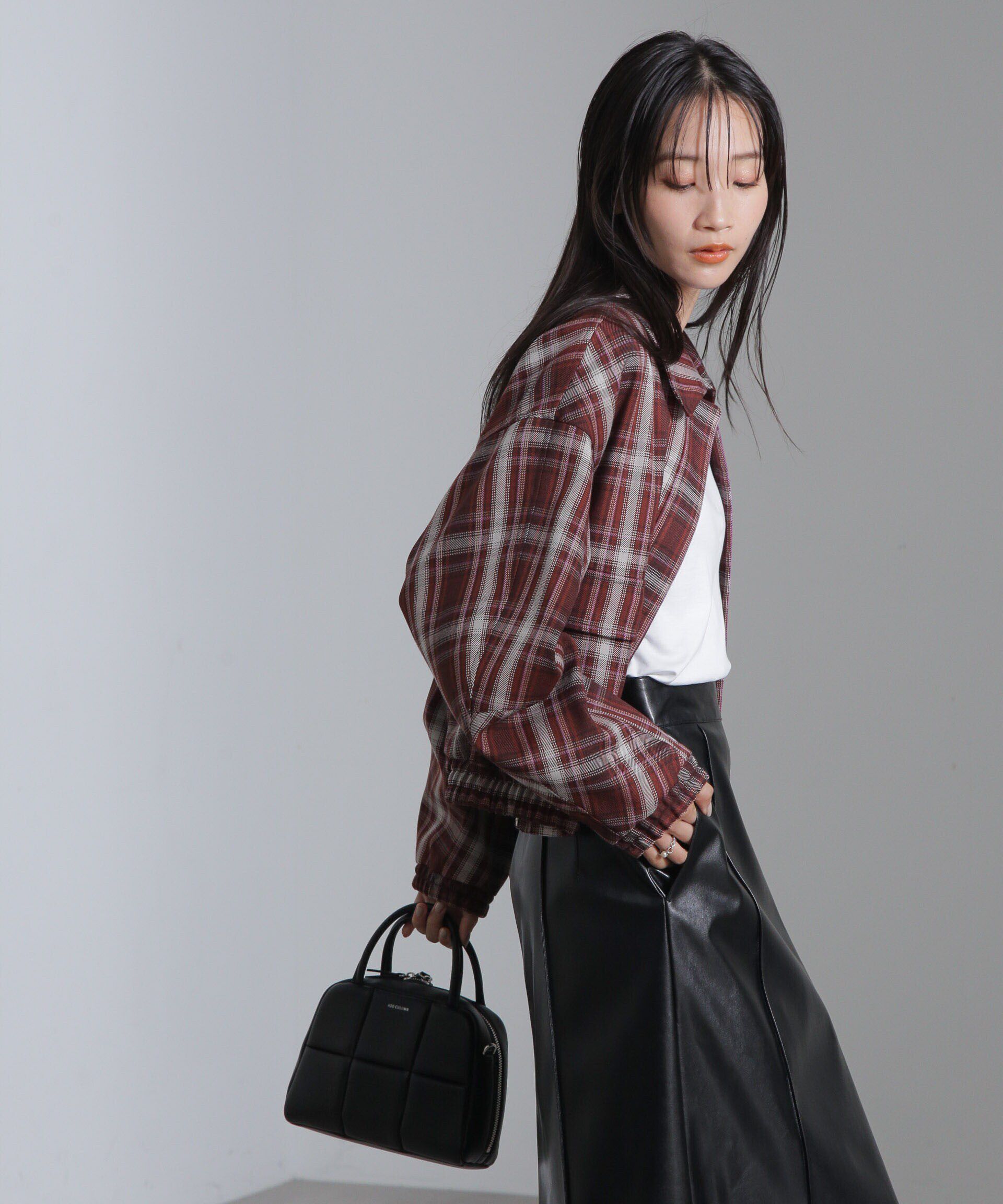 nano･universe「チェックショートブルゾン」|ブルゾン・スタジャン|