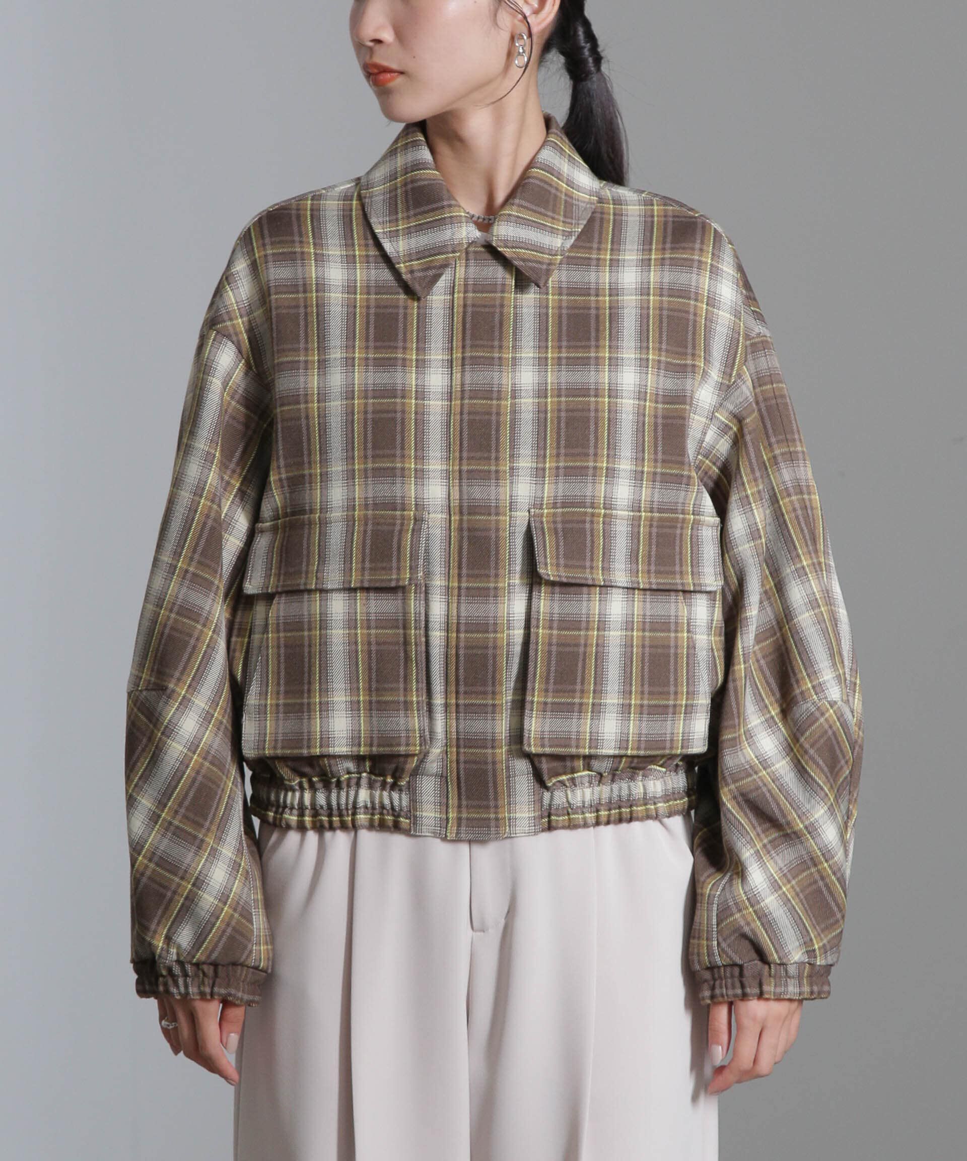 nano･universe「チェックショートブルゾン」|ブルゾン・スタジャン|